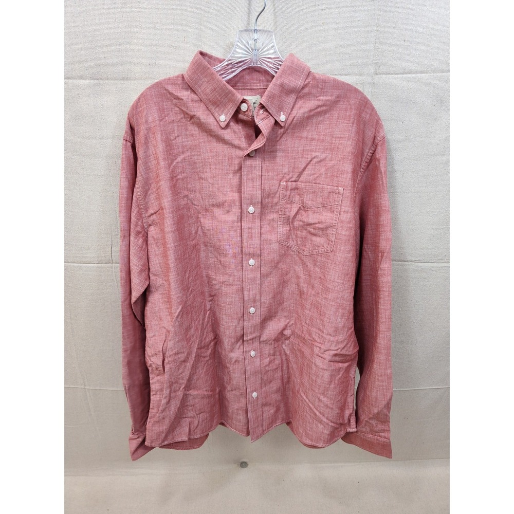 LL Bean Men Red Cotton ButtonDown Shirt Traditional Fit Long Sleeve 500505 L-REG